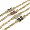 Pulsera Elegante 03.357.0014.3.07 Oro Laminado, Diseño de Flor y Mariposa, con Negro Zirconia Cubica, Pulido, Tono Dorado (06 MM Thickness, 7 Inches Length)