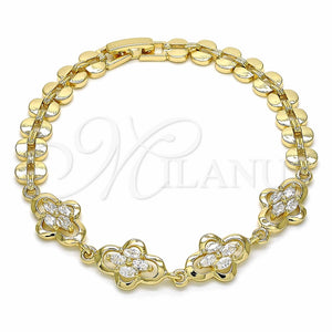 Pulsera Elegante 03.357.0015.07 Oro Laminado, con Blanca Zirconia Cubica, Pulido, Tono Dorado (07 MM Thickness, 7 Inches Length)