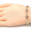 Pulsera Elegante 03.357.0015.1.07 Oro Laminado, con Multicolor Zirconia Cubica, Pulido, Tono Dorado (07 MM Thickness, 7 Inches Length)