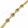 Pulsera Elegante 03.357.0015.1.07 Oro Laminado, con Multicolor Zirconia Cubica, Pulido, Tono Dorado (07 MM Thickness, 7 Inches Length)