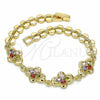 Pulsera Elegante 03.357.0015.1.07 Oro Laminado, con Multicolor Zirconia Cubica, Pulido, Tono Dorado (07 MM Thickness, 7 Inches Length)
