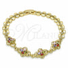 Pulsera Elegante 03.357.0015.1.07 Oro Laminado, con Multicolor Zirconia Cubica, Pulido, Tono Dorado (07 MM Thickness, 7 Inches Length)