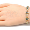 Pulsera Elegante 03.357.0015.3.07 Oro Laminado, con Negro Zirconia Cubica, Pulido, Tono Dorado (07 MM Thickness, 7 Inches Length)