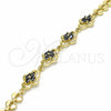 Pulsera Elegante 03.357.0015.3.07 Oro Laminado, con Negro Zirconia Cubica, Pulido, Tono Dorado (07 MM Thickness, 7 Inches Length)