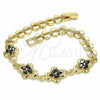 Pulsera Elegante 03.357.0015.3.07 Oro Laminado, con Negro Zirconia Cubica, Pulido, Tono Dorado (07 MM Thickness, 7 Inches Length)