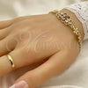 Pulsera Elegante 03.357.0016.1.07 Oro Laminado, Diseño de Flor, con Multicolor Zirconia Cubica, Pulido, Tono Dorado (06 MM Thickness, 7 Inches Length)