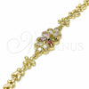 Pulsera Elegante 03.357.0016.1.07 Oro Laminado, Diseño de Flor, con Multicolor Zirconia Cubica, Pulido, Tono Dorado (06 MM Thickness, 7 Inches Length)