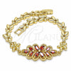 Pulsera Elegante 03.357.0016.2.07 Oro Laminado, Diseño de Flor, con Granate Zirconia Cubica, Pulido, Tono Dorado (06 MM Thickness, 7 Inches Length)