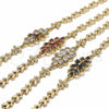 Pulsera Elegante 03.357.0016.2.07 Oro Laminado, Diseño de Flor, con Granate Zirconia Cubica, Pulido, Tono Dorado (06 MM Thickness, 7 Inches Length)