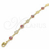 Pulsera Elegante 03.326.0007.08 Oro Laminado, Diseño de Ojo Griego y Mano de Dios, Resinado Rojo, Tono Dorado (07 MM Thickness, 8 Inches Length)