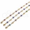Pulsera Elegante 03.326.0007.2.06 Oro Laminado, Diseño de Judaica y Ojo Griego, Resinado Multicolor, Tono Dorado (Grosor 07 MM, 6 Pulgadas de Largo)