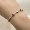Pulsera Elegante 03.326.0008.1.06 Oro Laminado, Diseño de Ojo Griego y Corazón, Resinado Rojo, Tono Dorado (Grosor 07 MM, 6 Pulgadas de Largo)