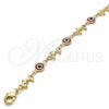 Pulsera Elegante 03.326.0009.1.06 Oro Laminado, Diseño de Ojo Griego y Delfín, Resinado Rojo, Tono Dorado (07 MM Thickness, 6 Inches Length)