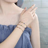 Pulsera Elegante 03.326.0009.2.08 Oro Laminado, Diseño de Ojo Griego y Delfín, Resinado Azul, Tono Dorado (07 MM Thickness, 8 Inches Length)