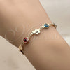 Pulsera Elegante 03.326.0010.06 Oro Laminado, Diseño de Ojo Griego y Elefante, Resinado Multicolor, Tono Dorado (Grosor 07 MM, 6 Pulgadas de Largo)