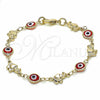 Pulsera Elegante 03.326.0010.1.06 Oro Laminado, Diseño de Ojo Griego y Elefante, Resinado Rojo, Tono Dorado (07 MM Thickness, 6 Inches Length)