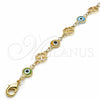 Pulsera Elegante 03.326.0011.06 Oro Laminado, Diseño de Ojo Griego y Trébol de Cuatro Hojas, Resinado Multicolor, Tono Dorado (08 MM Thickness, 6 Inches Length)