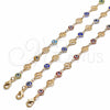 Pulsera Elegante 03.326.0011.06 Oro Laminado, Diseño de Ojo Griego y Trébol de Cuatro Hojas, Resinado Multicolor, Tono Dorado (08 MM Thickness, 6 Inches Length)