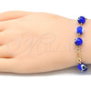 Pulsera Elegante 03.63.2069.1.08 Oro Laminado, Diseño de Ojo Griego, con Tanzanita Oscuro Opal, Resinado Azul, Tono Dorado (04 MM Thickness, 8 Inches Length)