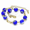 Pulsera Elegante 03.63.2069.1.08 Oro Laminado, Diseño de Ojo Griego, con Tanzanita Oscuro Opal, Resinado Azul, Tono Dorado (04 MM Thickness, 8 Inches Length)