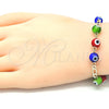 Pulsera Elegante 03.63.2069.2.08 Oro Laminado, Diseño de Ojo Griego, con Multicolor Opal, Resinado Multicolor, Tono Dorado (04 MM Thickness, 8 Inches Length)