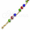 Pulsera Elegante 03.63.2069.2.08 Oro Laminado, Diseño de Ojo Griego, con Multicolor Opal, Resinado Multicolor, Tono Dorado (04 MM Thickness, 8 Inches Length)