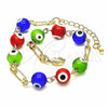 Pulsera Elegante 03.63.2069.2.08 Oro Laminado, Diseño de Ojo Griego, con Multicolor Opal, Resinado Multicolor, Tono Dorado (04 MM Thickness, 8 Inches Length)
