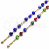 Pulsera Elegante 03.63.2069.2.08 Oro Laminado, Diseño de Ojo Griego, con Multicolor Opal, Resinado Multicolor, Tono Dorado (04 MM Thickness, 8 Inches Length)