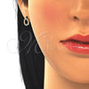 Arete Dormilona 02.09.0182 Oro Laminado, Diseño de Diamante y Diamante, con Blanca Zirconia Cubica and Aguamarina Opal, Pulido, Tono Dorado