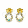 Arete Dormilona 02.09.0182 Oro Laminado, Diseño de Diamante y Diamante, con Blanca Zirconia Cubica and Aguamarina Opal, Pulido, Tono Dorado
