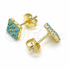 Arete Dormilona 02.09.0183 Oro Laminado, con Aguamarina Opal, Pulido Azul, Tono Dorado