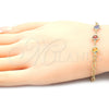 Pulsera Elegante 03.09.0075.07 Oro Laminado, Diseño de Rolo, con Multicolor Cristal, Pulido Multicolor, Tono Dorado (7 Inches Length)