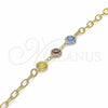 Pulsera Elegante 03.09.0075.07 Oro Laminado, Diseño de Rolo, con Multicolor Cristal, Pulido Multicolor, Tono Dorado (7 Inches Length)