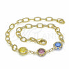 Pulsera Elegante 03.09.0075.07 Oro Laminado, Diseño de Rolo, con Multicolor Cristal, Pulido Multicolor, Tono Dorado (7 Inches Length)