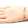 Pulsera Elegante 03.09.0066.07 Oro Laminado, Diseño de Ojo Griego y Corazón, Pulido Azul, Tono Dorado (7 Inches Length)