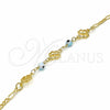 Pulsera Elegante 03.09.0066.07 Oro Laminado, Diseño de Ojo Griego y Corazón, Pulido Azul, Tono Dorado (7 Inches Length)
