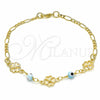 Pulsera Elegante 03.09.0066.07 Oro Laminado, Diseño de Ojo Griego y Corazón, Pulido Azul, Tono Dorado (7 Inches Length)