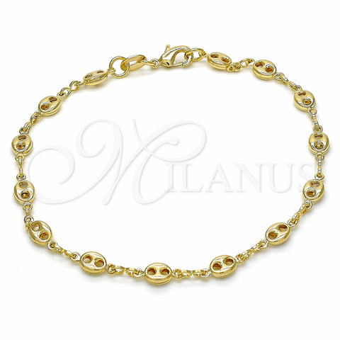 Pulsera Básica 04.09.0185.07 Oro Laminado, Diseño de Puff Mariner, Pulido, Tono Dorado (03 MM Thickness, 7 Inches Length)