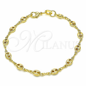 Pulsera Básica 04.09.0185.06 Oro Laminado, Diseño de Puff Mariner, Pulido, Tono Dorado (03 MM Thickness, 6 Inches Length)