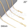 Gargantilla Basica 04.32.0019.20 Oro Laminado, Diseño de Cubana, Pulido, Tono Dorado (0.80 Gauge, 04 MM Thickness, 20 Inches Length)