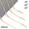 Gargantilla Basica 04.32.0019.20 Oro Laminado, Diseño de Cubana, Pulido, Tono Dorado (0.80 Gauge, 04 MM Thickness, 20 Inches Length)
