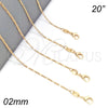 Gargantilla Basica 04.32.0020.20 Oro Laminado, Diseño de Figaro, Pulido, Tono Dorado (0.50 Gauge, 02 MM Thickness, 20 Inches Length)