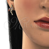 Arete Dormilona 02.345.0020 Oro Laminado, con Multicolor Zirconia Cubica and Negro Micro Pave, Pulido, Tono Dorado