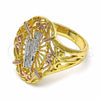 Anillo Elegante 01.253.0019.09 Oro Laminado, Diseño de San Judas, Pulido, Tres Tonos (Size 9)