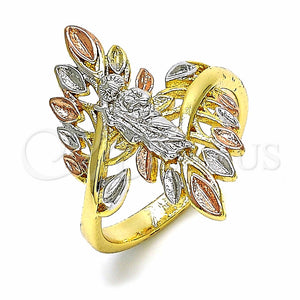 Anillo Elegante 01.253.0022.08 Oro Laminado, Diseño de San Judas, Pulido, Tres Tonos (Size 8)