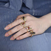 Anillo Multi Piedra 01.283.0008.07 Oro Laminado, con Negro and Blanca Zirconia Cubica, Pulido, Tono Dorado (Size 7)