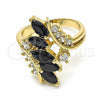 Anillo Multi Piedra 01.283.0008.07 Oro Laminado, con Negro and Blanca Zirconia Cubica, Pulido, Tono Dorado (Size 7)