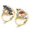 Anillo Multi Piedra 01.283.0008.07 Oro Laminado, con Negro and Blanca Zirconia Cubica, Pulido, Tono Dorado (Size 7)