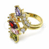 Anillo Multi Piedra 01.283.0008.1.08 Oro Laminado, con Multicolor Zirconia Cubica, Pulido, Tono Dorado (Size 8)