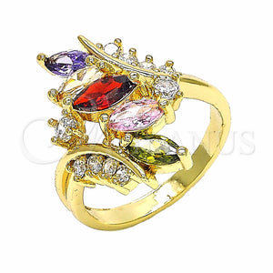 Anillo Multi Piedra 01.283.0008.1.08 Oro Laminado, con Multicolor Zirconia Cubica, Pulido, Tono Dorado (Size 8)